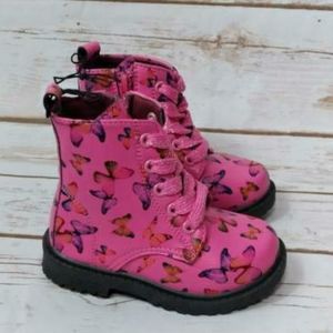 Girls Butterfly Boots Combat Lace Up Shoes
